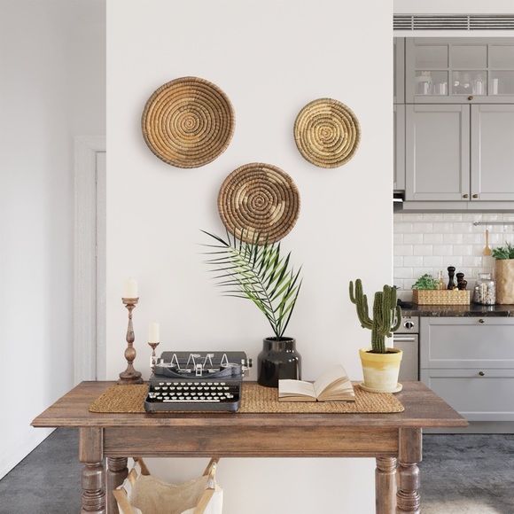 Seagrass & Bamboo Wall Basket Set - Natural - Picture 3 of 6